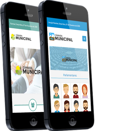 Celulares com a página inicial do sistema legislativo